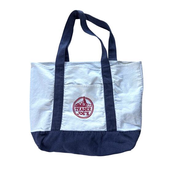 Trader Joe’s Bag Canvas Reusable Heavy Cotton Basic Style Shopping Navy Large - Picture 2 of 4